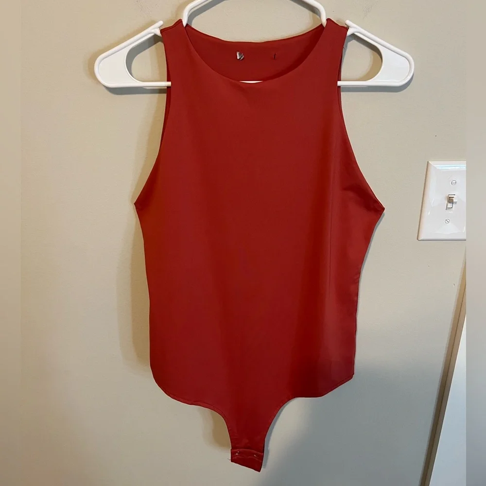 SOLD!❌ - Elegant Red Sleeveless Bodysuit - Picture 1 of 3